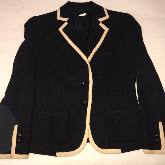 J. Crew Jackets & Blazers - Jcrew black wool blazer with cream piping J. Crew Jackets & Blazers - Jcrew black wool blazer with cream piping